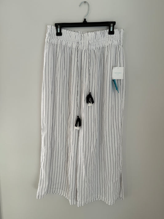 White Pin Stripped Linen Pants