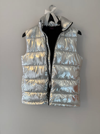 Material Girl Silver Metallic Puffer Vest