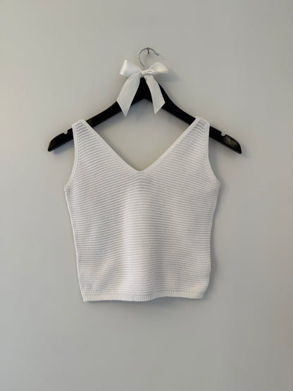 Express White Knit Crop Top