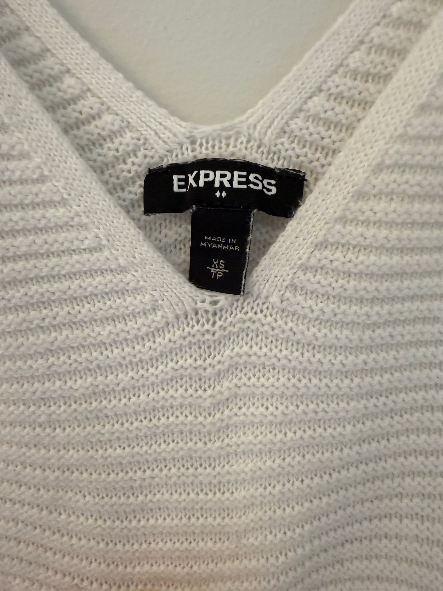 Express White Knit Crop Top