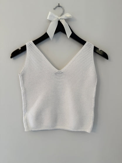 Express White Knit Crop Top