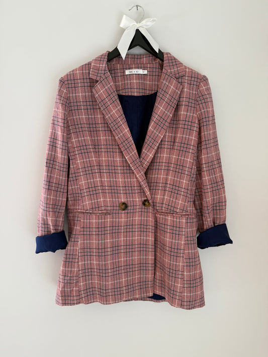 Nic & Jo Navy/Pink Plaid Blazer