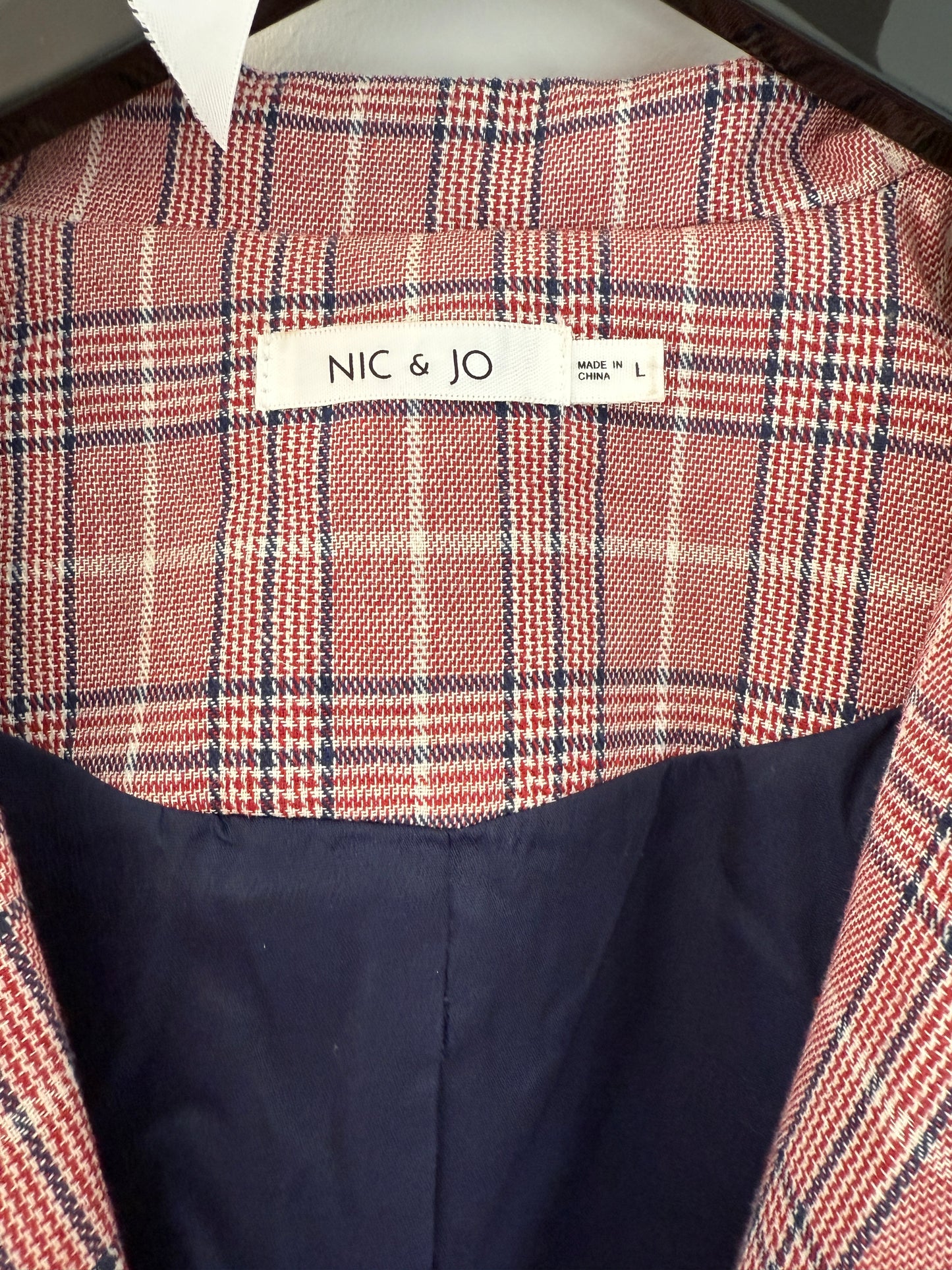 Nic & Jo Navy/Pink Plaid Blazer