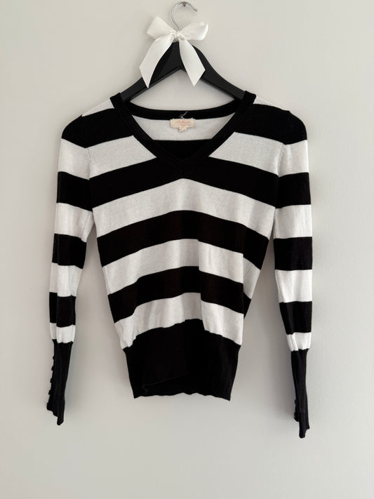 Ambiance Black and White Striped Sweater