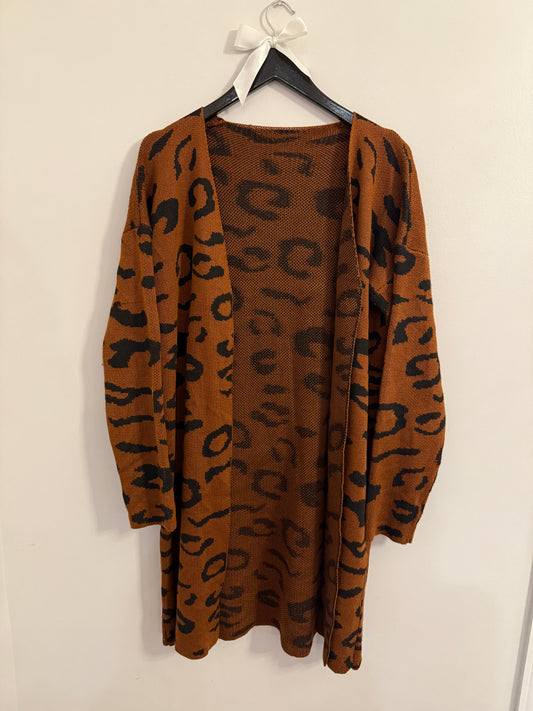 Leopard Print Oversized Cardigan